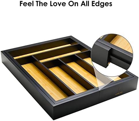 Bamboo drawer organizer, utensil holder, silverware organizer, and