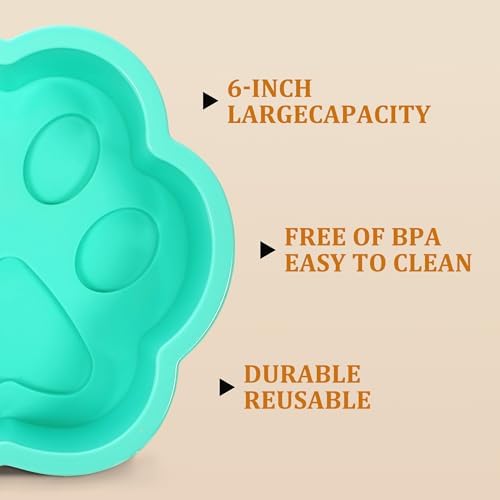 6Inch Dog Birthday Cake Mold, 1Pack Paw Shaped Silicone Pan Extra