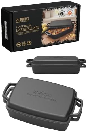 Cast Iron Dutch Oven Pan with Lid, 9x13 Baking Dish