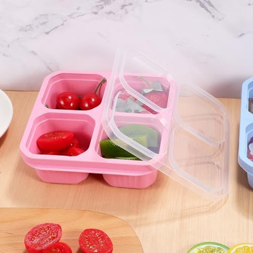 VALICLUD 4 Pcs Four Compartment Snack Box Container with Lid