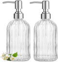 2 Pack Clear Glass Hand Soap Dispenser Set