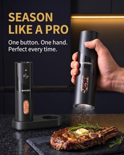 Rechargeable Electric Salt and Pepper Grinder Set, 2-Pk