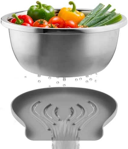 304 Stainless Steel Colander with Food-Grade Silicone Self-Draining
