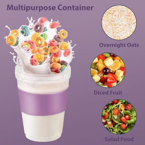 Freshmage 4 Pack 20 oz Yogurt Parfait Cups with Lids & Folding Spoons
