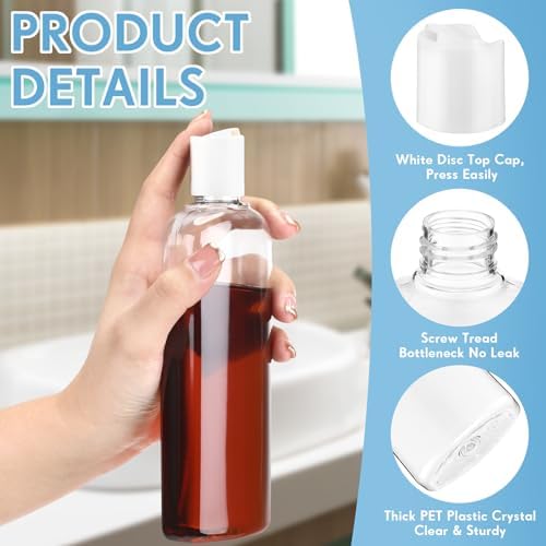 Domensi 24 Pcs Plastic Travel Bottles for Toiletries, 10oz, White
