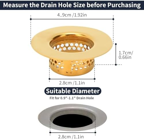 Snailhouse Bathroom Sink Strainers, 2 Pack 1.96 Inches Stainless Steel