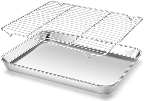 Homikit 18x13 Inch Stainless Steel Baking Half Sheet with Wire Cooling