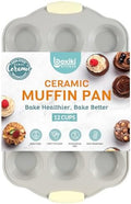 Boxiki Kitchen 12 Cups Ceramic Coated Muffin Pan for Baking - Durable