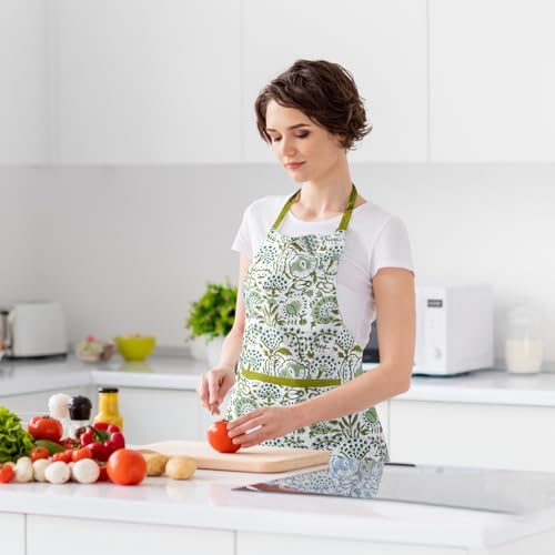 CPC Block Print 100% Cotton Floral Kitchen Apron With Neck Tie