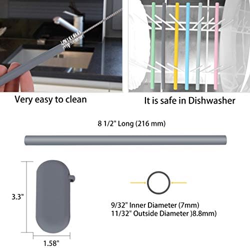 Sunseeke Silicone Straws Reusable - Odorless, 12 Standard Drinking