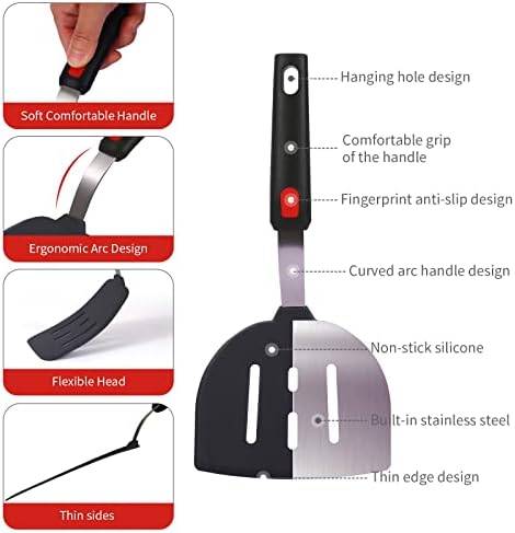 Silicone Spatula Turner Set, 3 Pack, Heat Resistant 600 °F