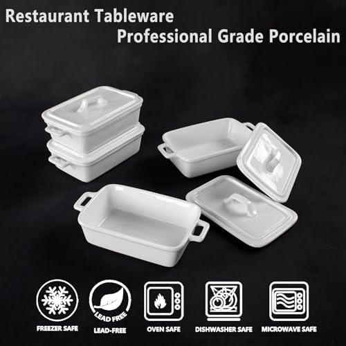 Ceramic Mini Rectangular Cocotte Set, 5.1 Ounces Small Casserole