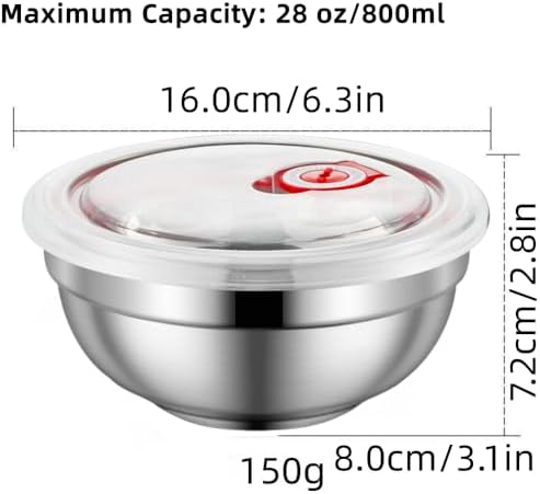 28 Oz Stainless Steel Large Bowls Set of 6, Metal Double-walled Insulated Noodle Soup Bowls with Lids for Adult, Dishwasher Safe and Unbreakable