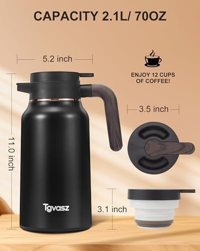 Thermal Coffee Carafe 70 oz - 12 Hour Hot Stainless Steel Thermal