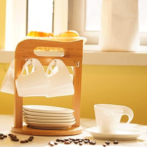 2.5oz Espresso Ceramic Cups Set of 6 with Saucers & Spoons
