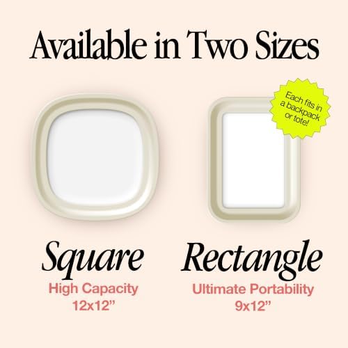 Crudités Portable Snack Tray, Rectangle Cream White 2-Pack