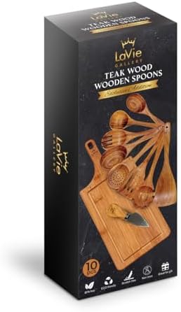 10-Piece Teak Wooden Kitchen Utensil Set
