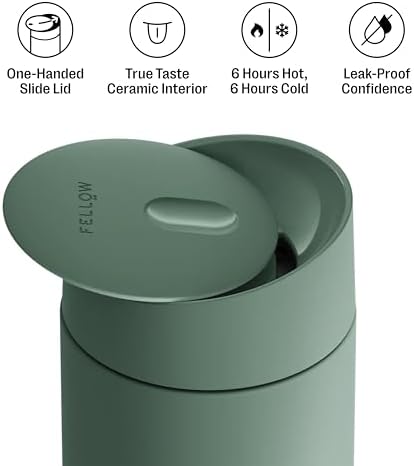 Fellow Carter Slide Ceramic Lined Travel Mug 12 oz, Coffee, One-Handed