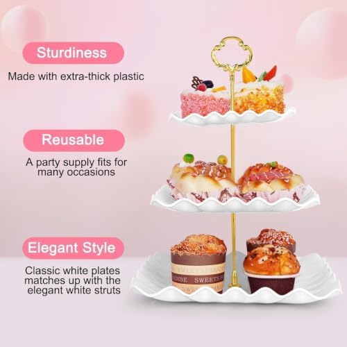 5 Pcs Dessert Table Display Set - 2 Pcs 3-Tier Dessert Display Stands