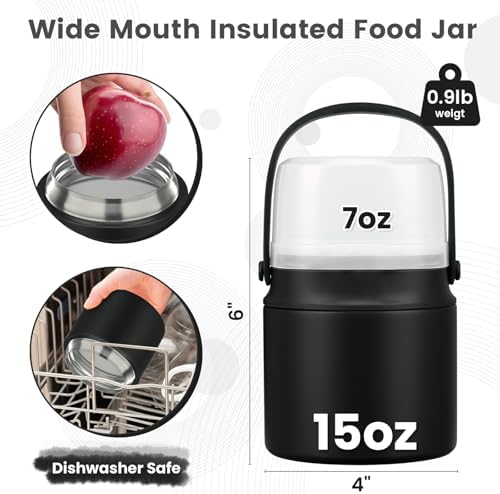 2-in-1 Insulated Food Jar with a Snack Container - 15oz Kids Soup