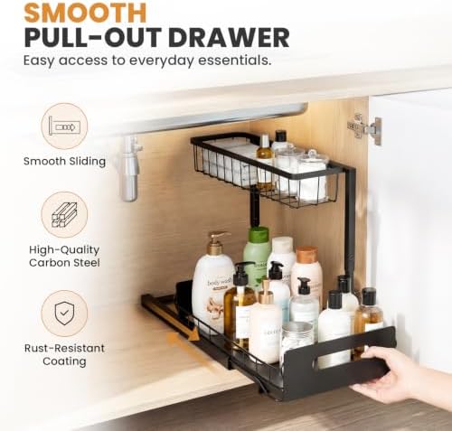 Under Sink Organizer 2 Pack, Slide Out Kitchen Cabinet Organizer.