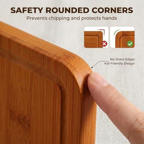 Deep-Carbonized Wood Cutting Board Set, HKKZYT 3 Pack Bamboo Chopping