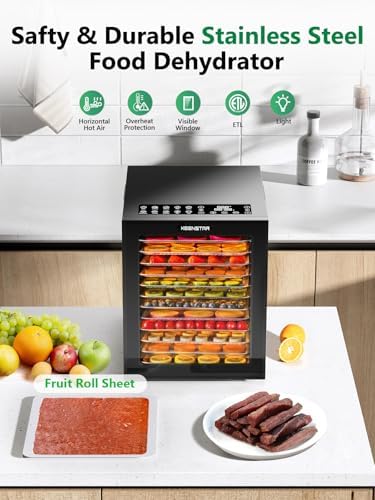 Food Dehydrator, 12 Stainless Steel Trays, 850W