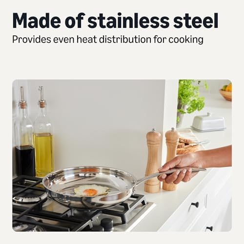 Amazon Basics Stainless Steel Cookware Set, 5-Piece, All Cooktop Friendly, Dishwasher-Safe, Induction Compatible