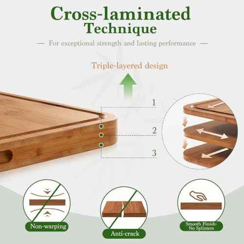 Bamboo Cutting Board 3-Piece Wooden Cutting Board for kitchen