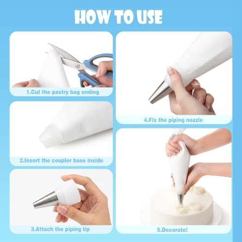 20PCS Reusable Piping Bags and Tips Set, 2 Pack 16 Inch Cotton Pastry