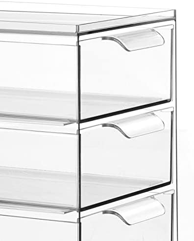 mDesign Plastic Stackable 3-Drawer Kitchen Storage Organizer - Bin