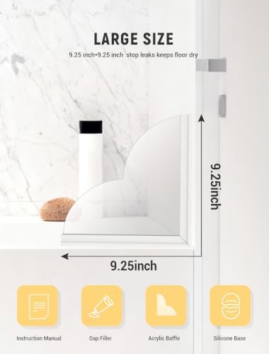2 Packs Large Shower Splash Guard, Self-Adhesive Water Blocking for