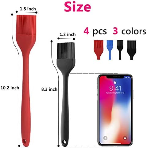 Hhyn Silicone Basting Pastry Brush Set 4 Pack, Multicolor