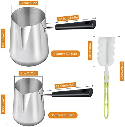 Set of 2 Milk Warmer Pot, 11.83 oz/30.43 oz Turkish Coffee Pot