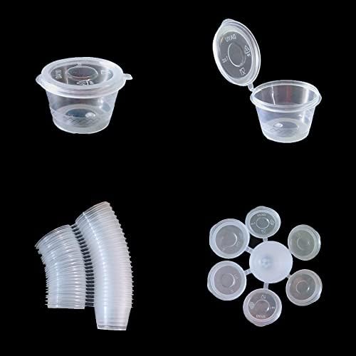 MIUPOO Plastic Souffle Cups,Disposable Clear Leak Proof Sauce Cup With