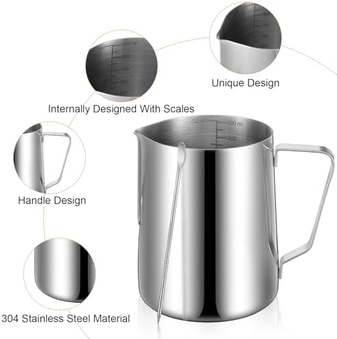 2 Pcs Milk Frothing Pitcher, 32 Oz Stainless Steel Steaming Pitcher
