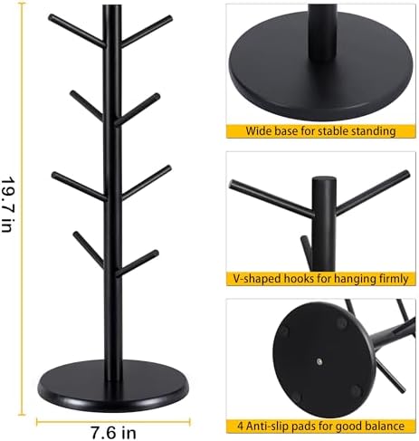 MyLifeUNIT Large Mug Holder Tree, Wooden Coffee Cup Holder with 8
