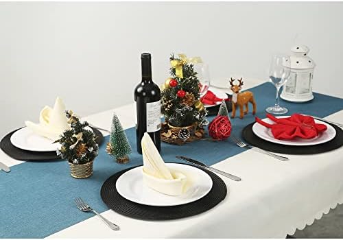Round Braided Placemats Set of 6, 12.6 Inch Small Circle Place Mats