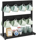 IBUYKE Coffee Mug Holder for Countertop,16 Hook Mug Tree,Black TBJ001B