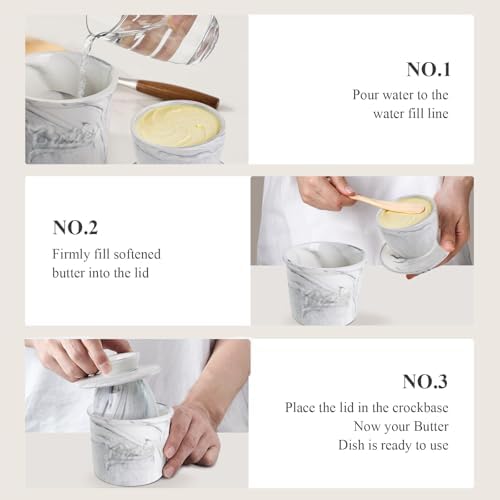 MSJGA Butter Crock for Counter with Water, French Butter Keeper for