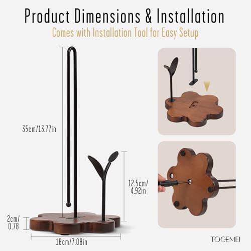 Wooden Paper Towel Holder, Countertop, Antique Brown
