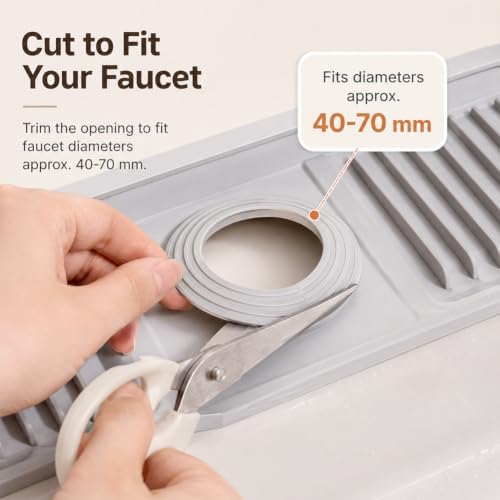 Slope-Drainage Button Silicone Faucet Drain Pad,Gray