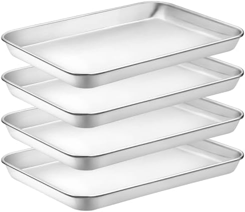 Quarter Sheet Pan Set of 4, CEKEE Stainless Steel Baking Sheet &