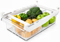 Fridge Drawer Organizer Pull-Out Under Shelf Bin, Adjustable Dividers