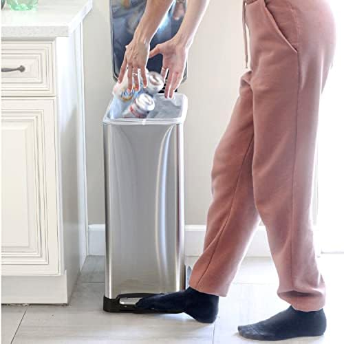 Home Zone Living 12 Gallon Kitchen Trash Can, Slim Fit Design