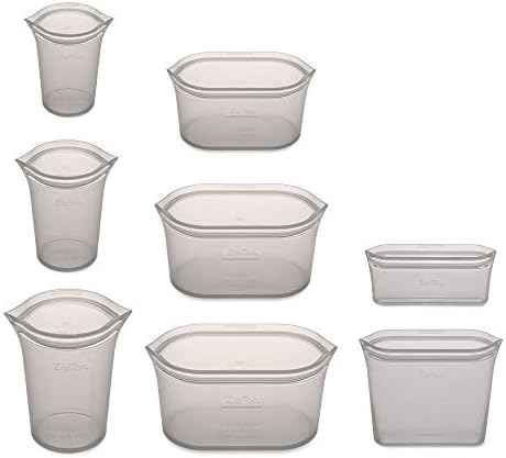 Zip Top Reusable Food Storage Containers Full Set of 8 Gray – Platinum