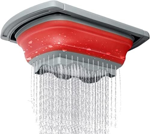 Collapsible Colander, Red Food Strainer Over the Sink Colanders