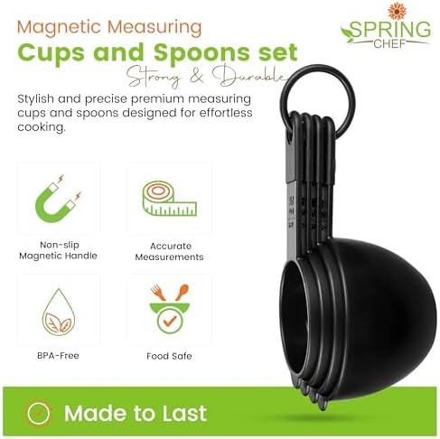 Spring Chef Black Magnetic Measuring Cups & Spoons - 9 pcs - Nesting