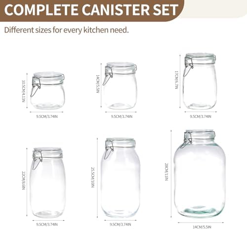 ODBCYWM 34oz Glass Food Storage Jars with Airtight Lids, Set of 4