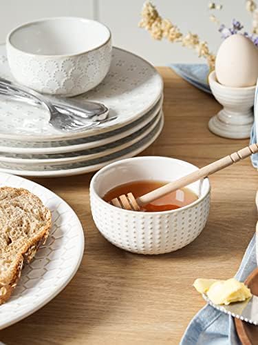 LE TAUCI 3.5 Inch Small Bowls, TINY Embossed Ceramic Dip Bowls, Sauce